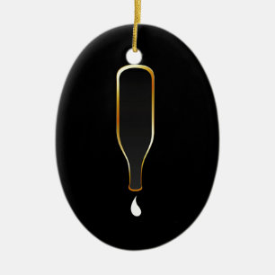 wine bottle inverted with a droplet ceramic tree decoration
