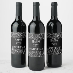 Wine Bottle Label - Drama in Black and Silver