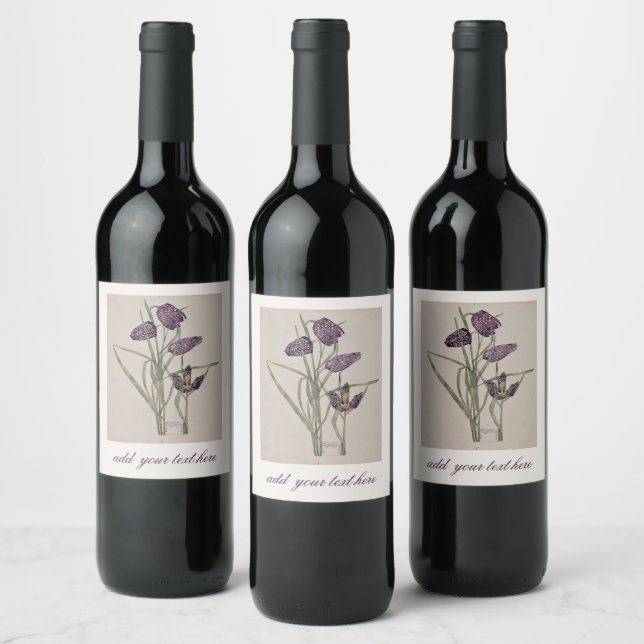 WINE BOTTLE LABEL :  FLOWER PAINTING (Bottles)