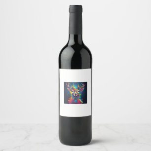 Wine Bottle Label - The Colourful Deer Artwork