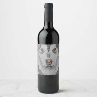 Wine bottle labels, husky dog, Sled dogs, Arts Label