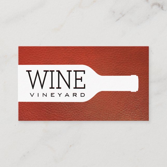 Wine Bottle | Leather Texture Business Card (Front)
