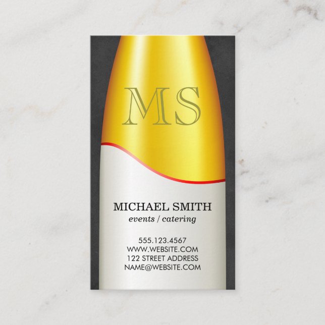 Wine Bottle Monogram Business Card (Front)