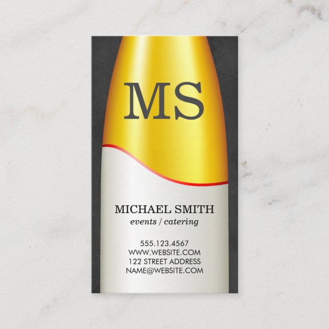 Wine Bottle Monogram Business Card (Front)