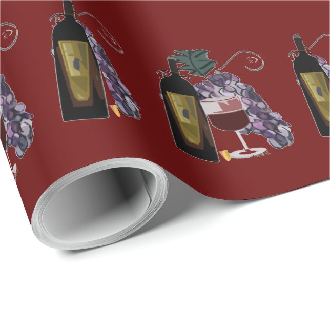 Wine Bottle n Grapes Wrapping Paper (Roll Corner)