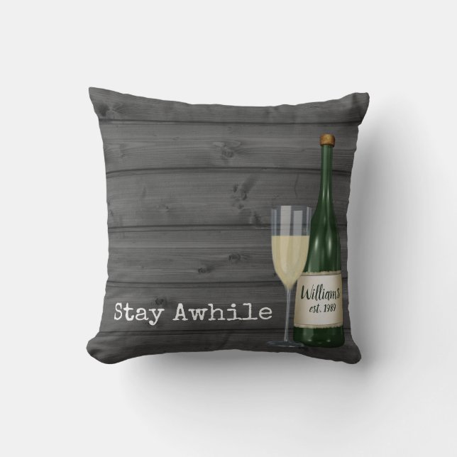 Wine Bottle On Wood Cushion (Front)