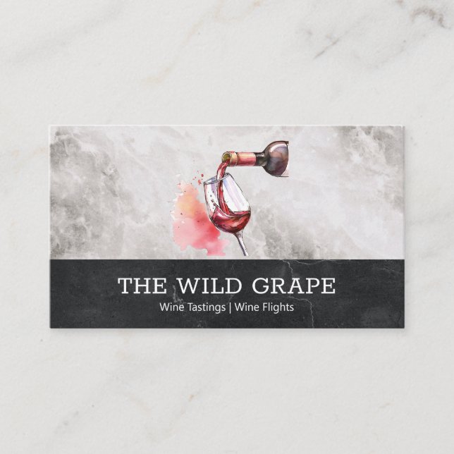 Wine Bottle Pour | Watercolor Art Business Card (Front)