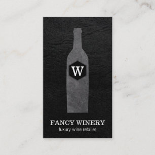 Wine Bottle Slate Monogram Business Card