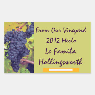 Wine Bottle Vineyard Rectangular Sticker