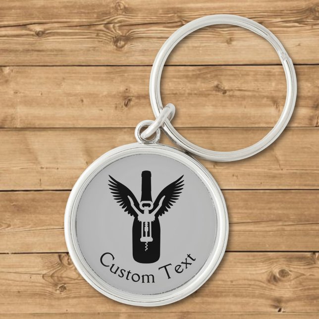 Wine Bottle with Wings and Corkscrew Key Ring (Creator Uploaded)