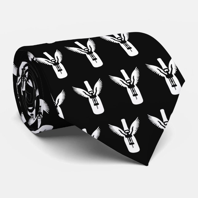 Wine Bottle with Wings and Corkscrew Tie (Rolled)