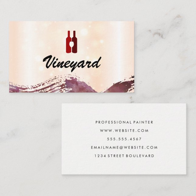Wine Bottles and Glass | Brushed Business Card (Front/Back)