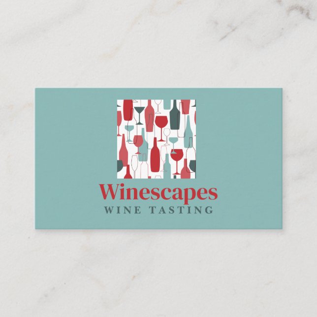 Wine Bottles and Glasses | Vineyard | Winery Business Card (Front)