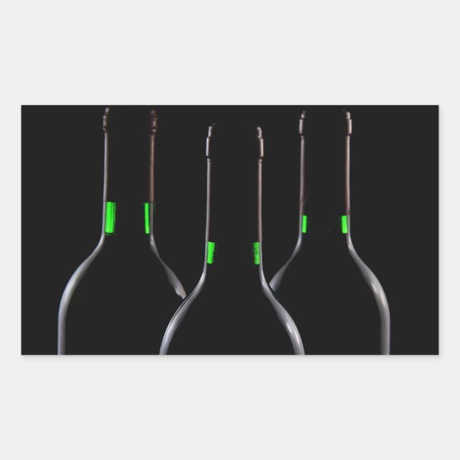 Wine Bottles Black Rectangular Sticker (Front)