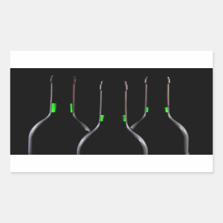 Wine Bottles Black Rectangular Sticker
