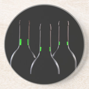 Wine Bottles Black Sandstone Drink Coaster