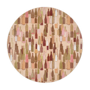Wine bottles, earth colours, light coral backgroun cutting board