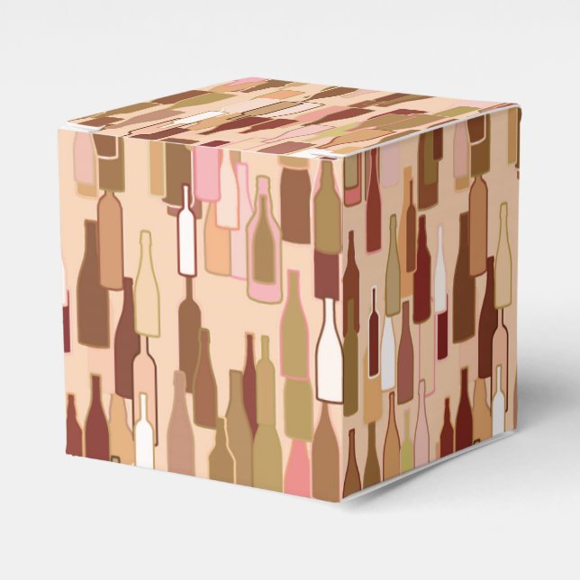 Wine bottles, earth colours, light coral backgroun favour box (Front Side)