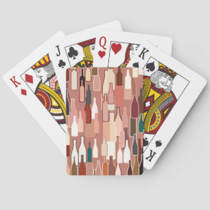 Wine bottles, earth colours, terra cotta backgroun playing cards
