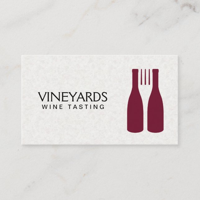 Wine Bottles Fork Logo Business Card (Front)