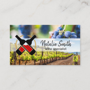 Wine Bottles   Grapes   Vineyard Business Card