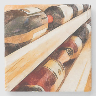 Wine bottles in a row stone coaster