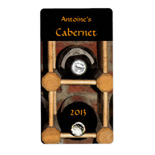 Wine Bottles in Rack Label