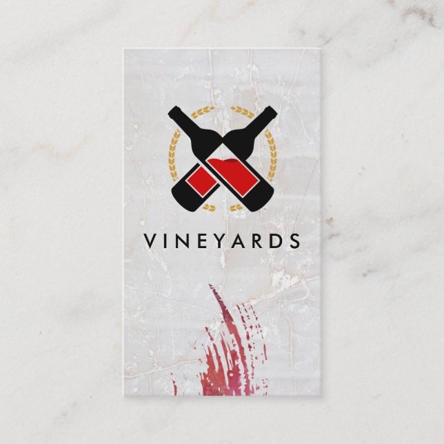 Wine Bottles Logo | Marble Background Business Car Card (Front)
