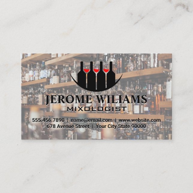 Wine Bottles Logo | Mixologist Business Card (Front)
