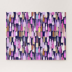 Wine Bottles, Multi Colour, Dark Blue Background Jigsaw Puzzle