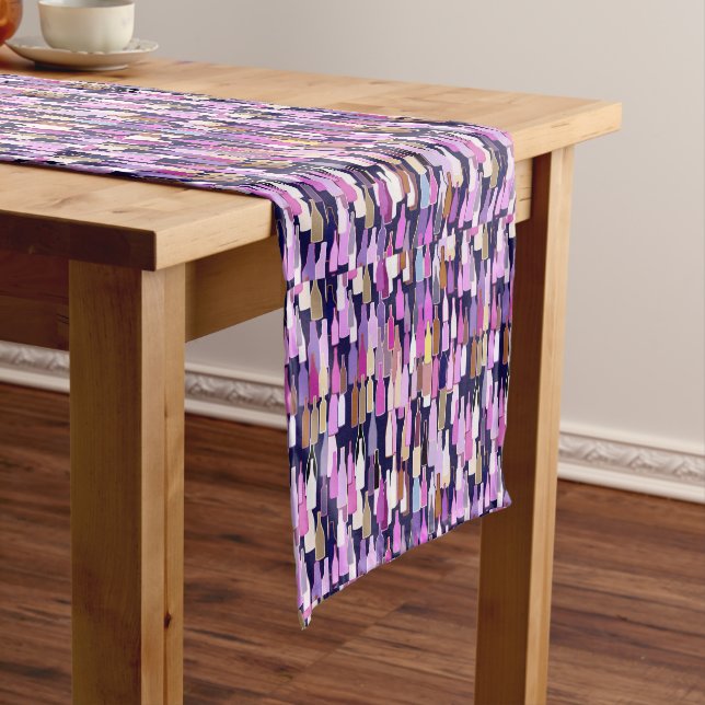 Wine bottles, Multi Colour, Dark Blue Background Short Table Runner (In Situ)