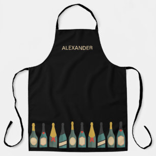 Wine Bottles Personalise Black Apron