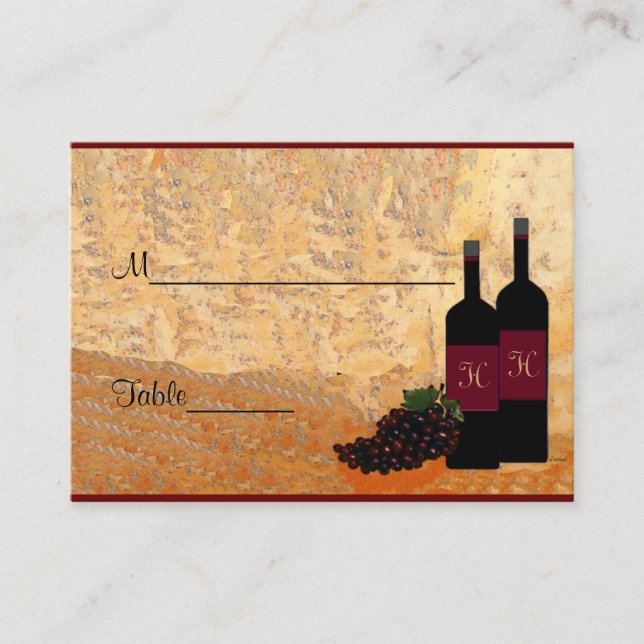 Wine Bottles Place Card Table Number | (Front)