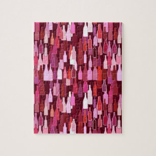 Wine bottles, shades of plum, burgundy background jigsaw puzzle