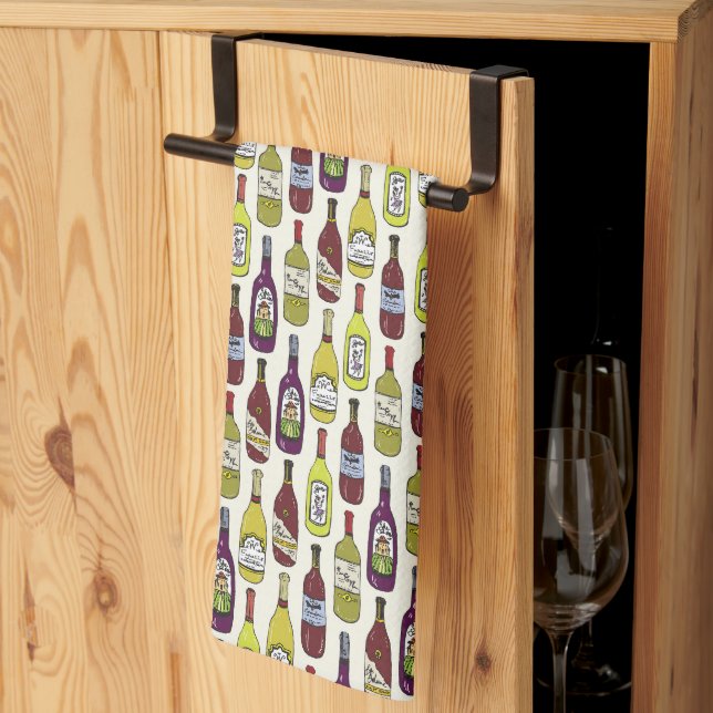 Wine Bottles Tea Towel (Thirds Fold)