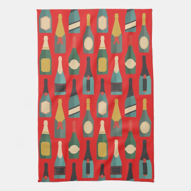 Wine Bottles Tea Towel (Vertical)