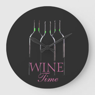 Wine Bottles-Wine Time Large Clock