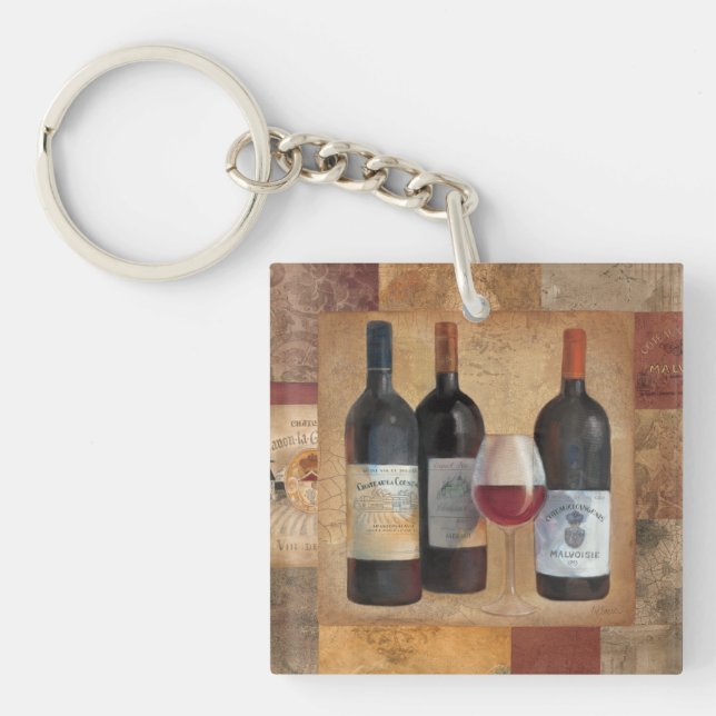 Wine Bottles with Glass Key Ring (Front)