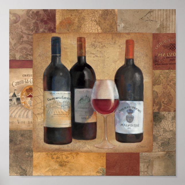Wine Bottles with Glass Poster (Front)
