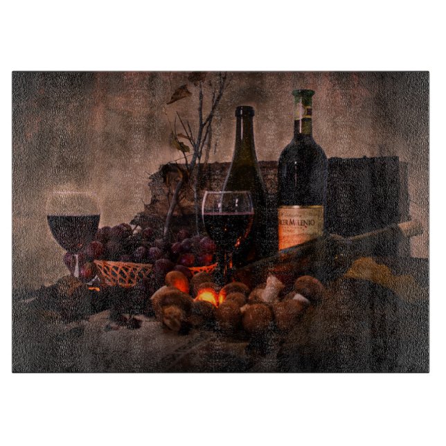 Wine, Bread and Grapes Still Life Cutting Board (Front)