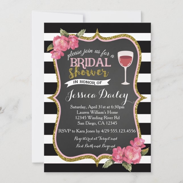 Wine Bridal Shower Invitation (Front)