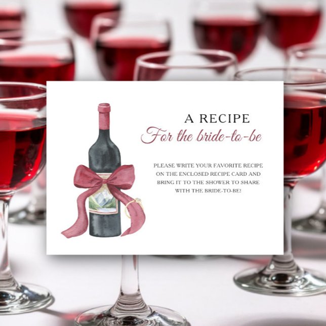 Wine bridal shower Recipe for the bride to be Enclosure Card (Creator Uploaded)