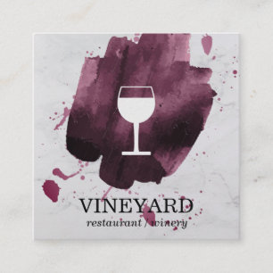 Wine Brushed Texture / Wine Glass Square Business Card