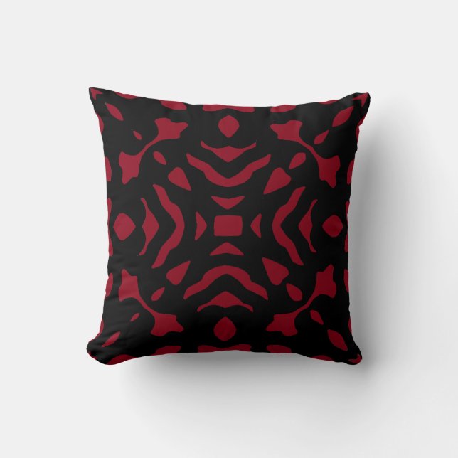Wine Burgundy Blood Red Dark Red Black Pattern Cushion (Front)