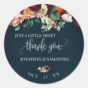 Wine Burgundy Navy Wedding Thank You Classic Round Sticker