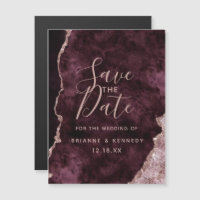 Wine Burgundy Rose Gold Agate Marble Save the Date