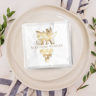 Wine Business Winery Elegant Gold Grapes Napkin