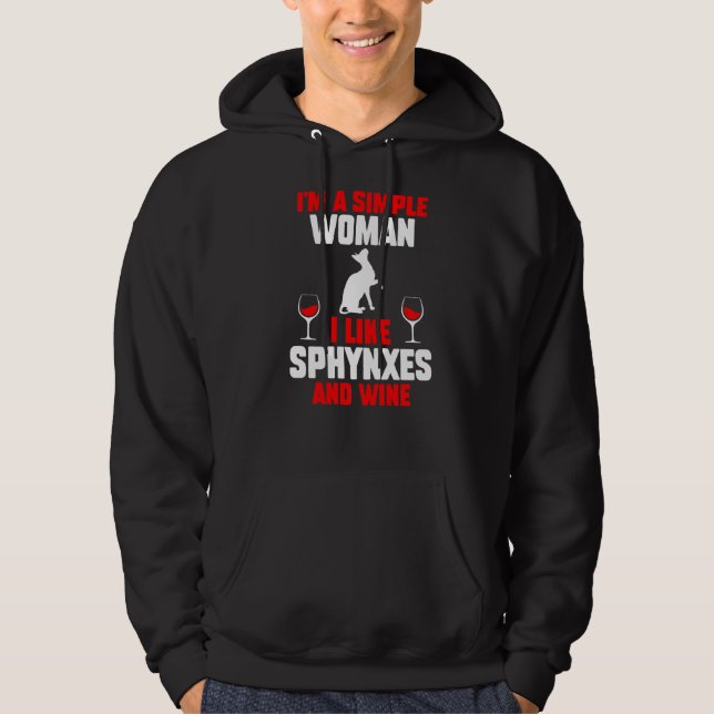 Wine Cat Sphynx Hoodie (Front)