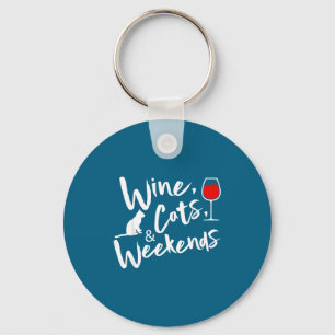Wine Cats And Weekends Key Ring