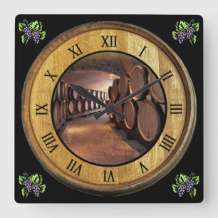 Wine Cellar Clock 01 ~ Wine Barrel Lid Background 
